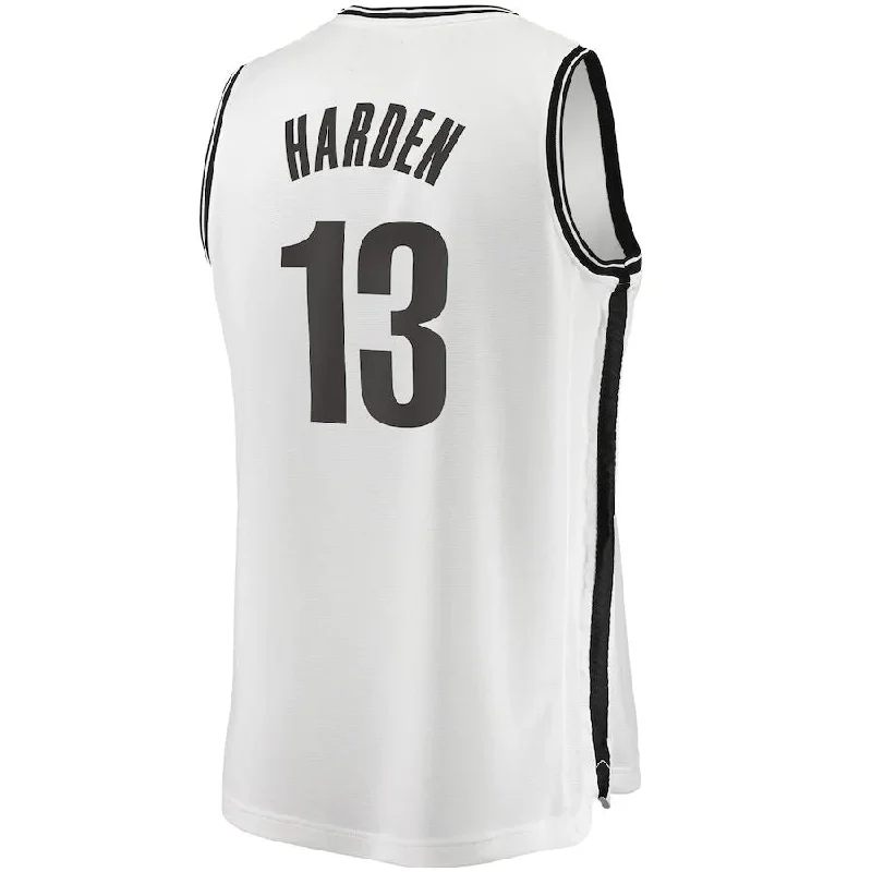 Custom basketball jersey for alumni sports teams-B.Nets #13 James Harden Fanatics Branded 2020-21 Fast Break Replica Jersey Association Edition White Stitched American Basketball Jersey