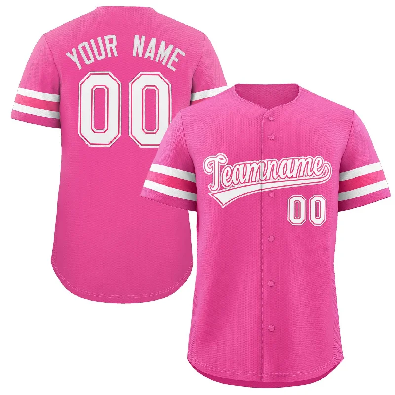 Baseball jersey with vintage team logos for collectors-Custom Pink White Classic Style Authentic Baseball Jersey