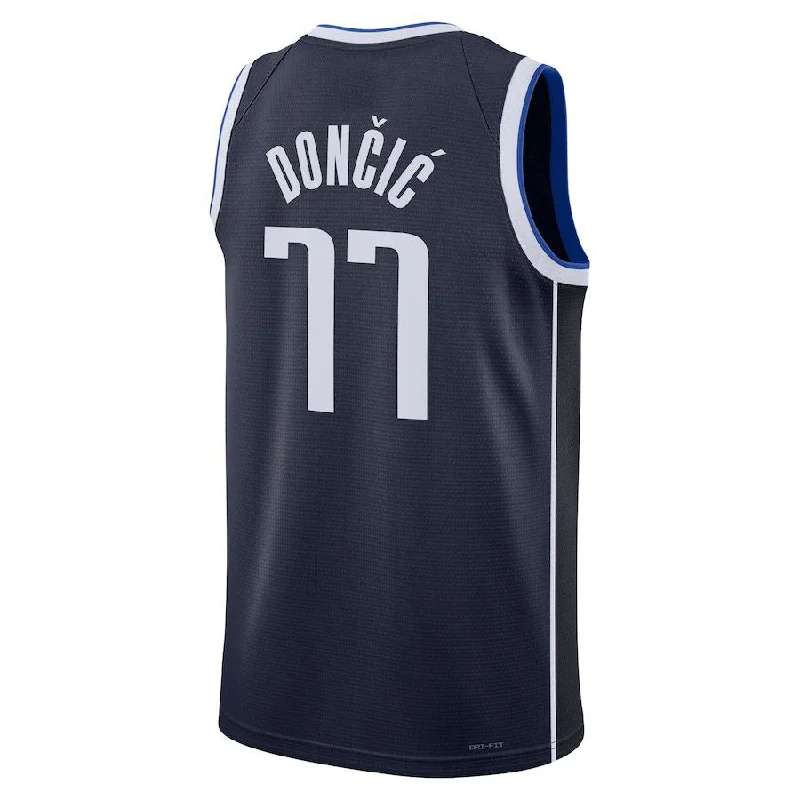 Basketball jersey for training with breathable design-D.Mavericks #77 Luka Doncic Jordan Brand 2022-23 Statement Edition Navy Stitched American Basketball Jersey