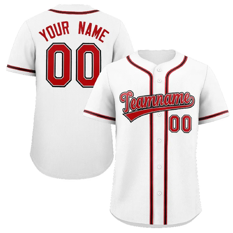 Baseball jersey for sports photography sessions-Custom White Red-White Classic Style Authentic Baseball Jersey