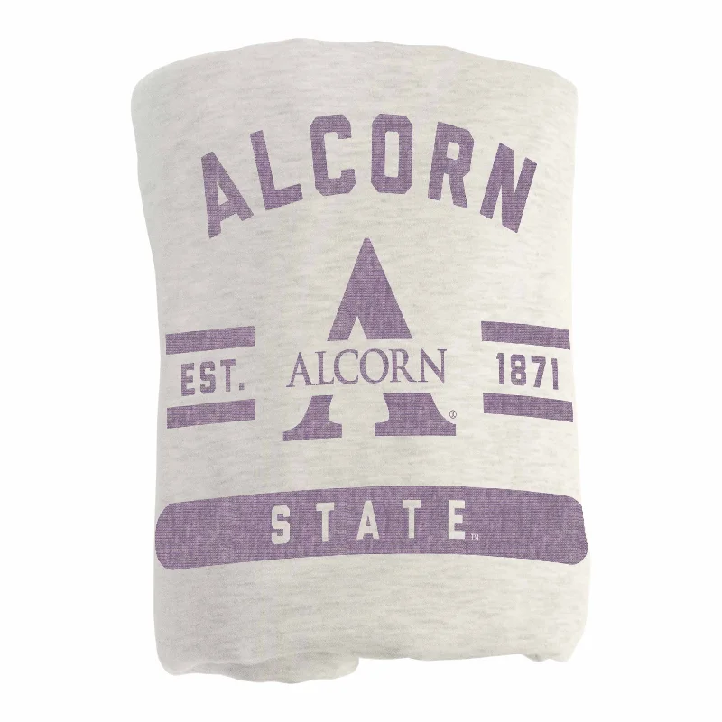 Team wall art for sports-themed bedrooms-Alcorn State Oatmeal Sweatshirt Blanket