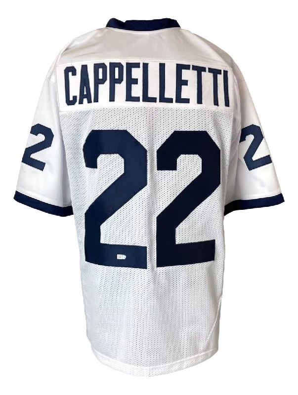 Personalized soccer jersey for major soccer tournaments-John Cappelletti Signed Custom White College Football Jersey 73 Heisman SI