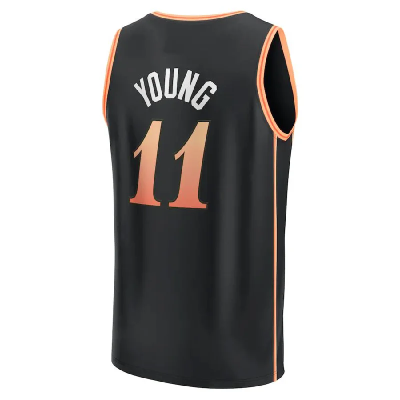 Personalized basketball jersey with custom design-A.Hawks #11 Trae Young Fanatics Branded 2022-23 Fastbreak Jersey City Edition Black Stitched American Basketball Jersey