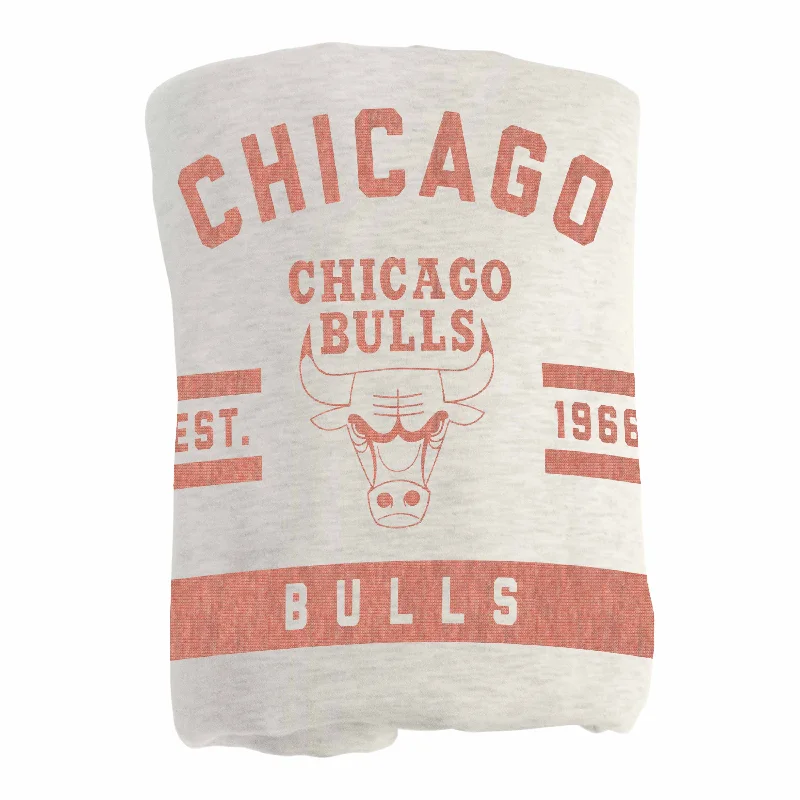 Team-themed curtains for fan lounges-Chicago Bulls Oatmeal Sweatshirt Blanket