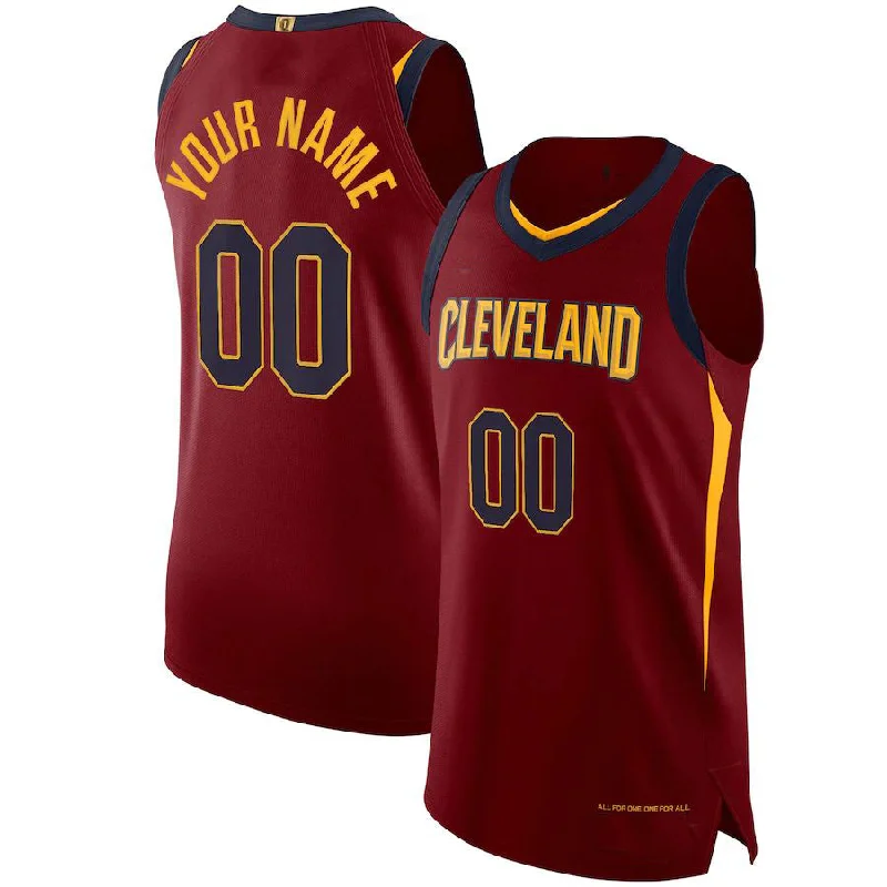 Personalized basketball jersey with name and number-Custom C.Cavaliers Authentic Jersey Maroon Icon Edition Wine American Stitched Basketball Jersey