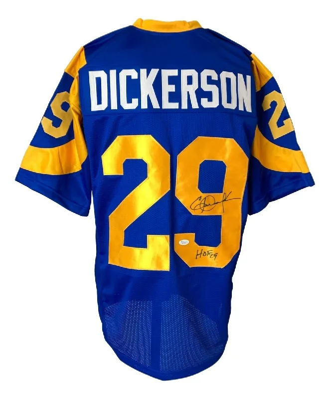 Lightweight soccer jersey for summer games-Eric Dickerson Los Angeles Signed Blue Football Jersey HOF 99 JSA