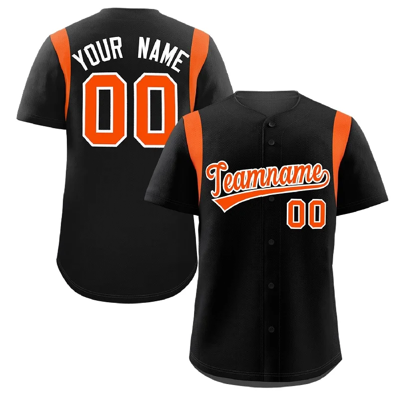 Custom baseball jersey with modern fit for active play-Custom Black Orange Classic Style Personalized Full Button Authentic Baseball Jersey