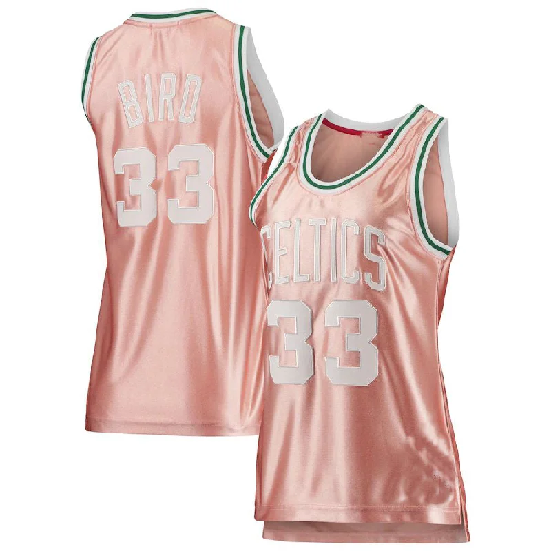 Premium basketball jersey for professional athletes-B.Celtics #33 Larry Bird Mitchell & Ness 75th Anniversary Rose Gold 1985 Swingman Jersey Pink Stitched American Basketball Jersey