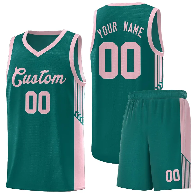 Custom-fit basketball jerseys for men and women-Custom Aqua Pink Side Stripe Fashion Sports Uniform Basketball Jersey