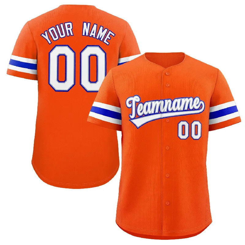 Baseball jersey for youth leagues and tournaments-Custom Orange White-Royal Classic Style Authentic Baseball Jersey