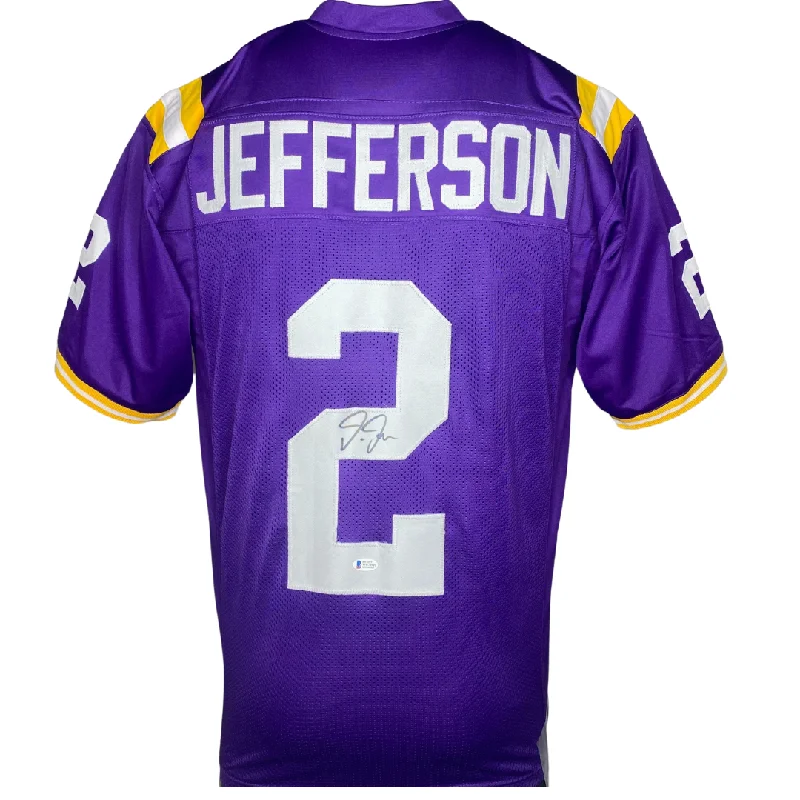 Soccer jersey with modern, slim-fit design-Justin Jefferson Signed Custom Purple College Football Jersey