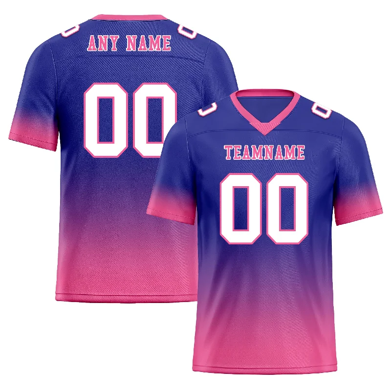 Soccer jersey with long-lasting fabric for durability-Custom Blue Pink Fade Fashion Personalized Authentic Football Jersey FBJ02-D06090