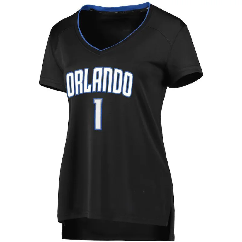 Basketball jersey for high-performance players with added comfort-O.Magic #1 Jonathan Isaac Fanatics Branded Women's 2019 Fast Break Replica Player Jersey Black Icon Edition Stitched American Basketball Jersey