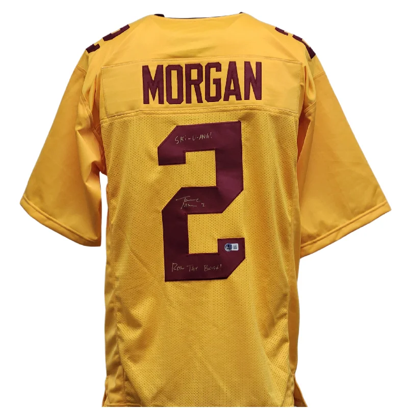 Custom soccer jersey for team pride and spirit-Tanner Morgan Signed Custom Gold Football Jersey w/ Inscriptions