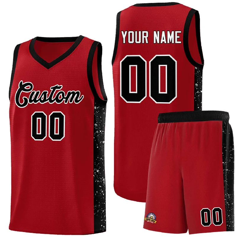 Retro basketball jerseys for collectors-Custom Red Black-White Side Splash Sports Uniform Basketball Jersey