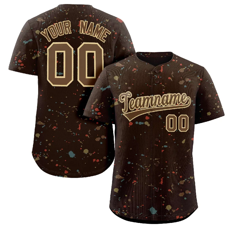 Baseball jersey for fans with team colors-Custom Brown Khaki Splash Graffiti Pattern Authentic Baseball Jersey