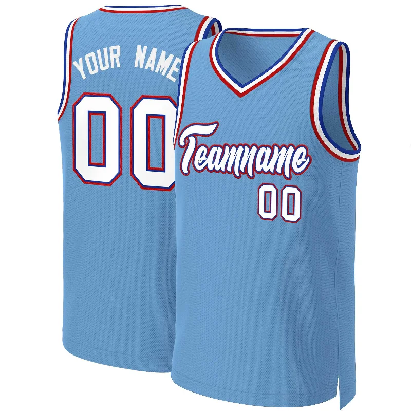 Custom basketball jersey with custom team colors-Custom Light Blue White-Royal Classic Tops Basketball Jersey