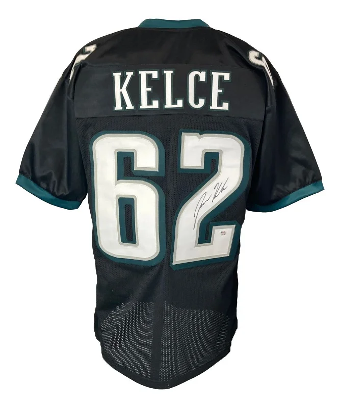 Personalized soccer jersey for fan merchandise-Jason Kelce Philadelphia Signed Black Football Jersey PSA ITP Hologram