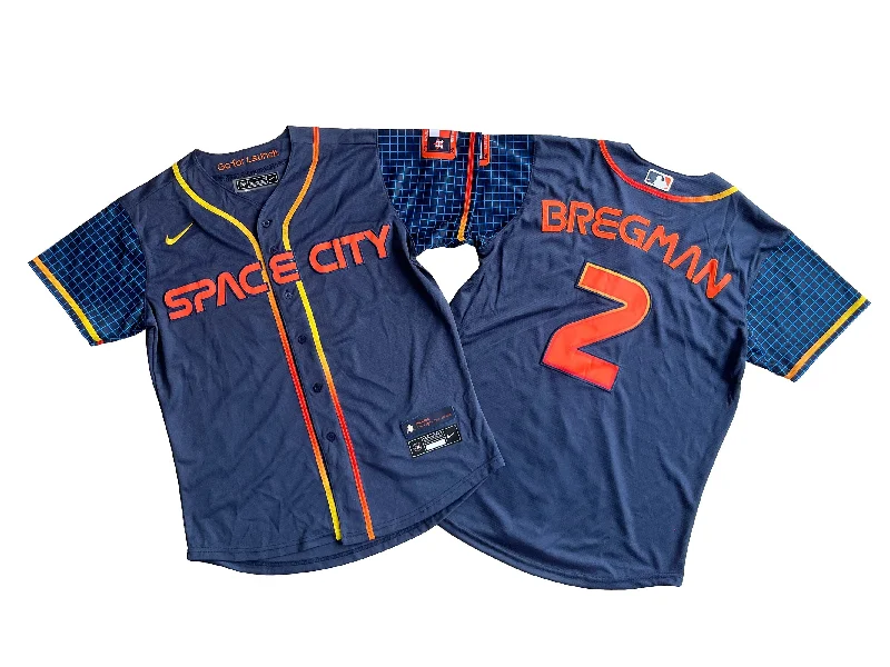 Personalized baseball jersey with embroidered team name-Men's Houston Astros 2# Alex Bregman  Navy City Connect Replica Player Jersey.