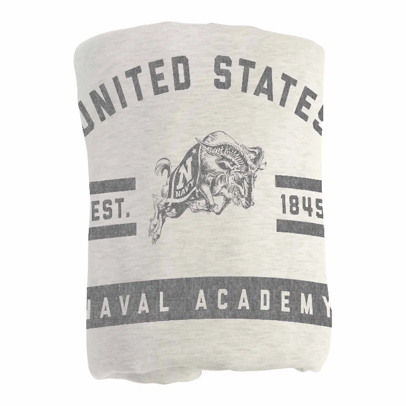 Sports team-themed wall decor for bedrooms-Naval Academy Oatmeal Sweatshirt Blanket