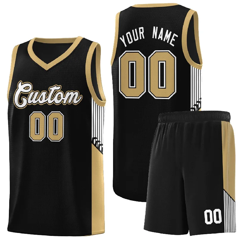 Custom basketball jersey for team spirit wear-Custom Black White Side Stripe Fashion Sports Uniform Basketball Jersey