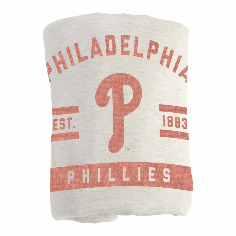 Team home textiles for tailgating events-Philadelphia Phillies Oatmeal Sweatshirt Blanket