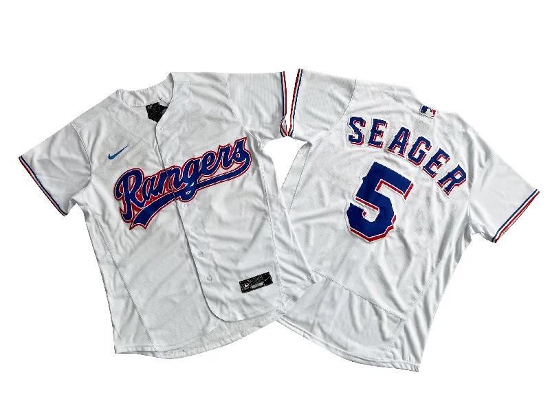 Custom baseball jersey with sponsor logos and patches-Men's Texas Rangers 5# Corey Seager Flexbase  Royal White Jersey