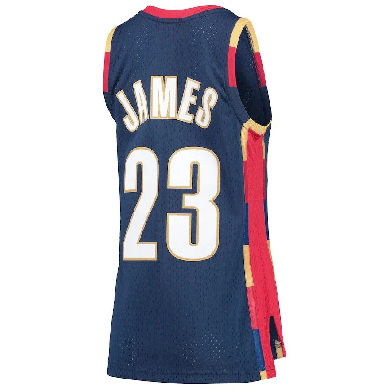 Basketball jersey for fans with team logos-C.Cavaliers #23 LeBron James Mitchell & Ness Hardwood Classics Swingman Jersey Navy Stitched American Basketball Jersey