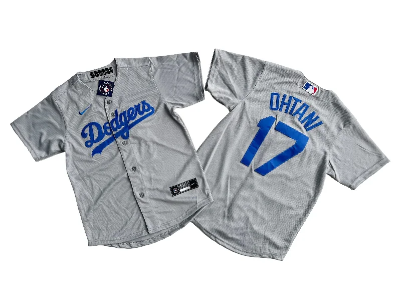 Classic baseball jersey with iconic team designs-KID Youth Los Angeles Dodgers #17 Shohei Ohtani  Royal Gray Base Jersey