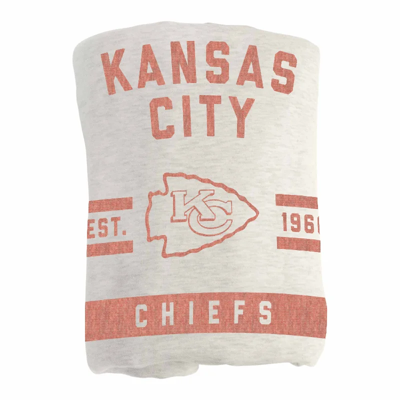 Team jersey bedspreads for fans-Kansas City Chiefs Oatmeal Sweatshirt Blanket