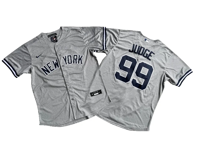 Baseball jersey with performance fabric for speed and agility-Men's New York Yankees 99# Aaron Judge  Gray Nike Gray Player Name Jersey