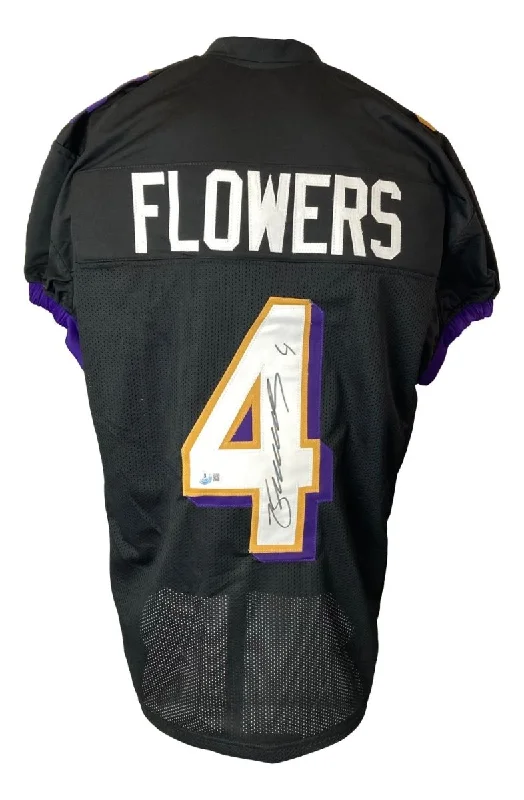 Custom soccer jersey with player details for special events-Zay Flowers Baltimore Signed Black Pro-Cut Football Jersey BAS