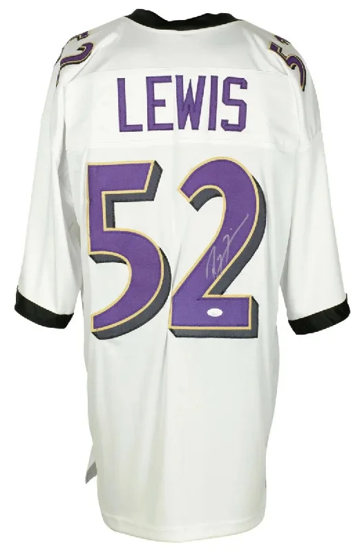 Custom soccer jersey with bold team colors-Ray Lewis Signed Custom White Pro Style Football Jersey JSA ITP