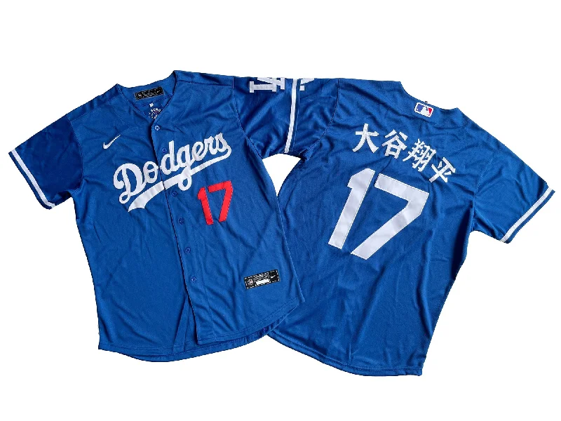 Custom baseball jersey for amateur leagues-Los Angeles Dodgers #17 Shohei Ohtani  Royal Blue Jersey