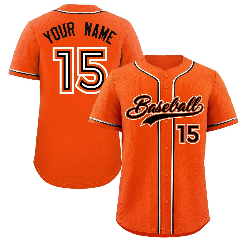 Custom baseball jersey with adjustable features for comfort-Custom Orange Black Classic Style Authentic Baseball Jersey