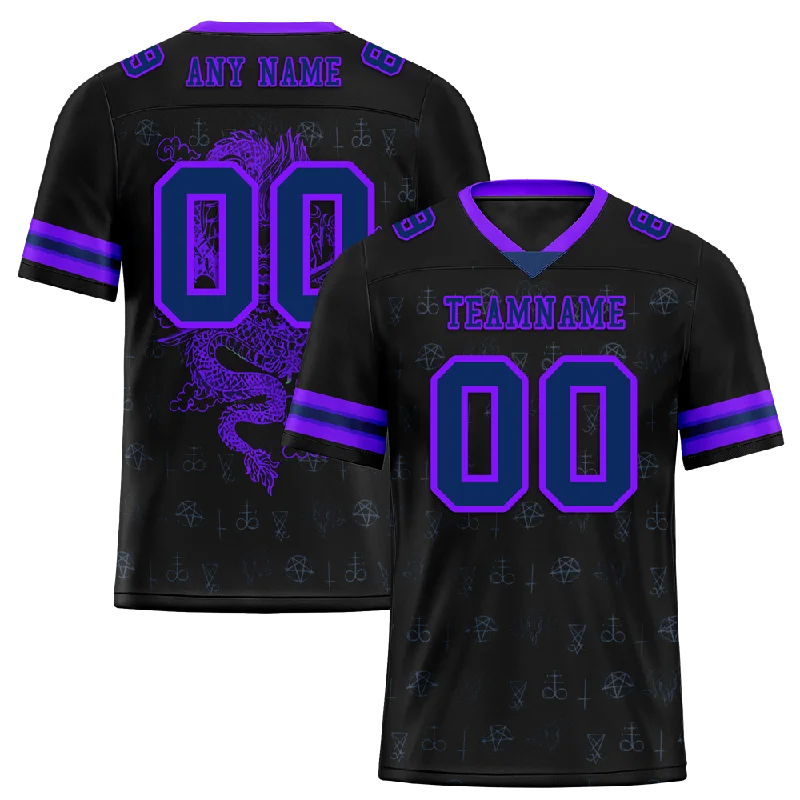 Soccer jersey with adjustable neck for comfort-Custom Black Skull Fashion Purple Personalized Authentic Football Jersey FBJ02-bc0fbc0