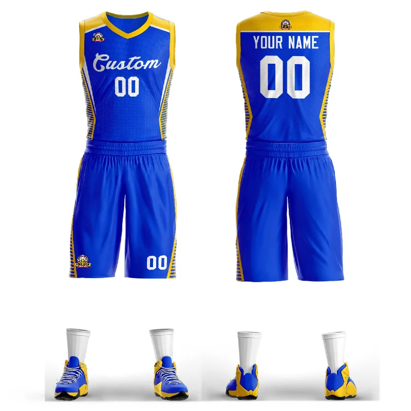 Custom basketball jersey with heat-sealed graphics-Custom Royal White Classic Sets Mesh Basketball Jersey