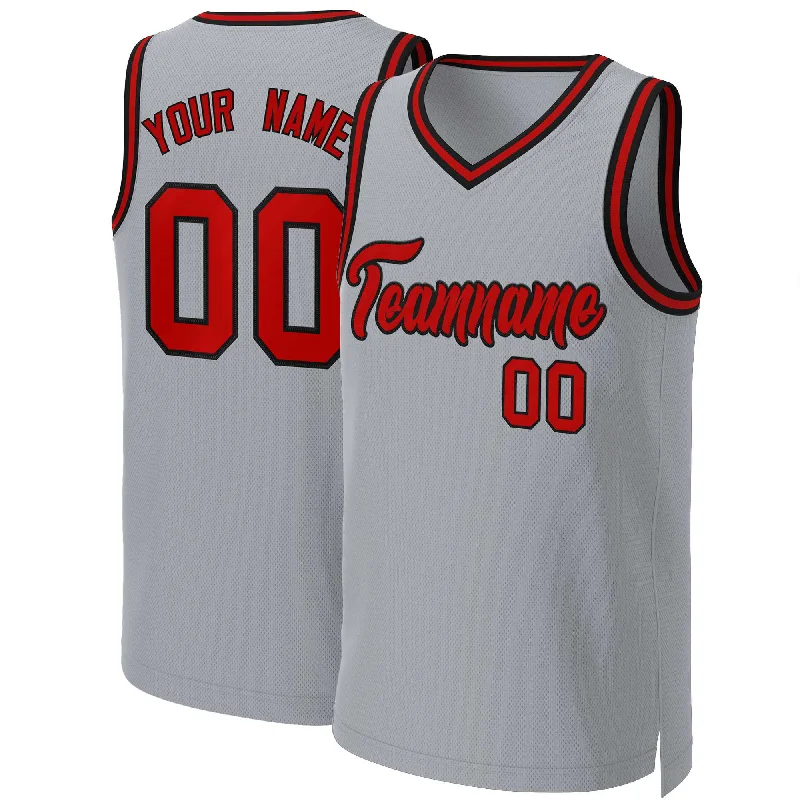 Basketball jersey with lightweight material for optimal movement-Custom Gray Red-Black Classic Tops Basketball Jersey