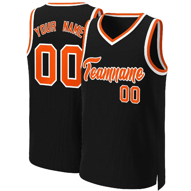 Custom-fit basketball jerseys for men and women-Custom Black Orange-White Classic Tops Basketball Jersey