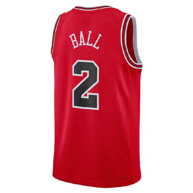 Custom basketball jersey with custom team colors-C.Bulls #2 Lonzo Ball Unisex 2022-23 Swingman Jersey  Red Stitched American Basketball Jersey