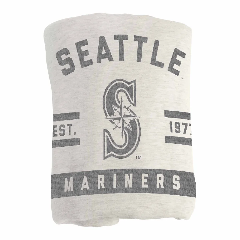 Team fleece throws for cozy nights-Seattle Mariners Oatmeal Sweatshirt Blanket