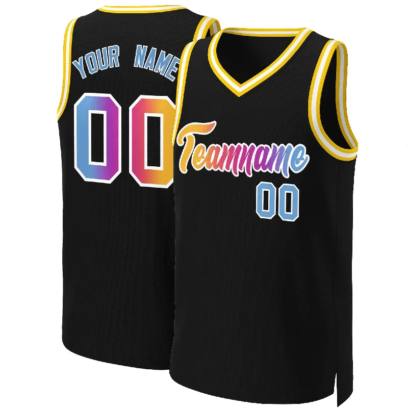 Basketball jersey with vibrant team colors-Custom Black Yellow-White Classic Gradient Fashion Tops Basketball Jersey