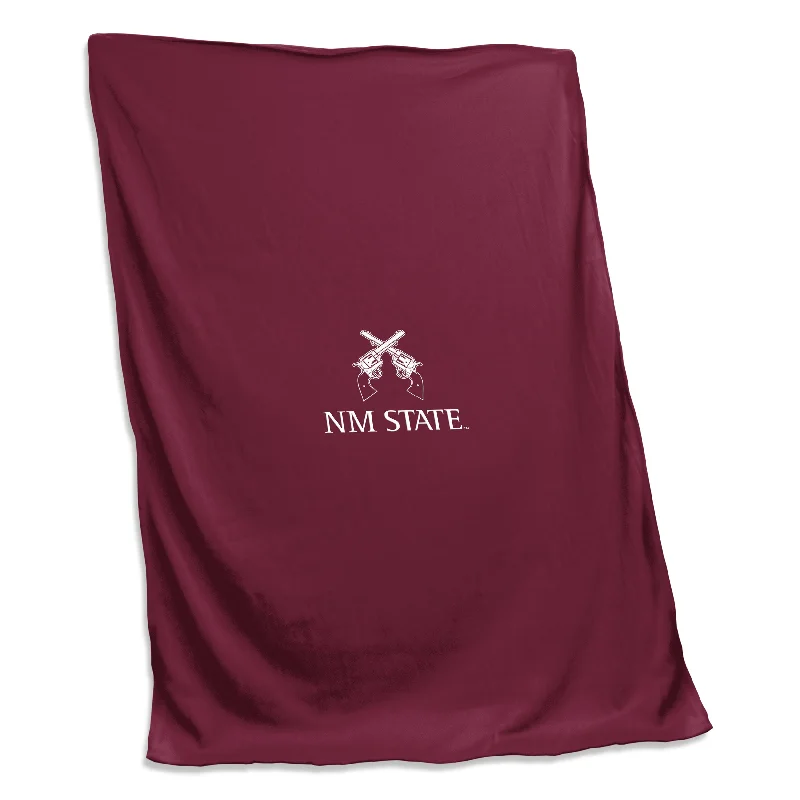 Team logo quilts for sports fans-New Mexico State Screened Sweatshirt Blanket