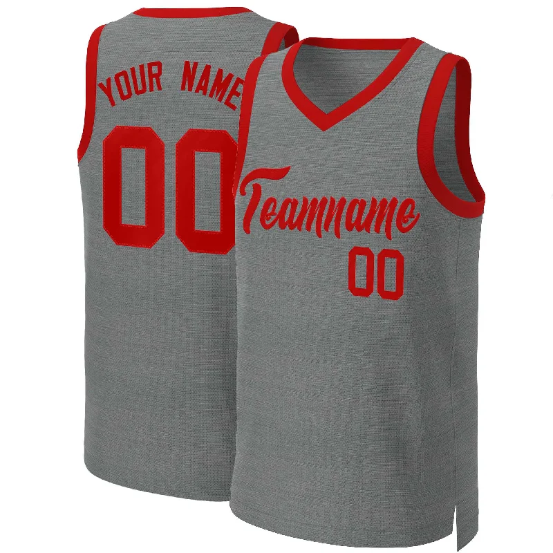 Personalized basketball jersey with team slogans-Custom Dark Gray Red Classic Tops Basketball Jersey