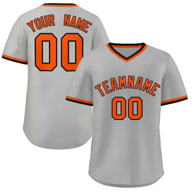 Custom baseball jersey for professional sports leagues-Custom Gray Black-Orange Classic Style Personalized Authentic Pullover Baseball Jersey