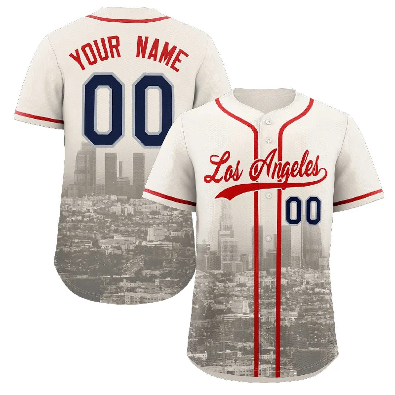 Baseball jersey for fans with team colors-Custom Cream Red-Khaki Los Angeles City Connect Baseball Jersey