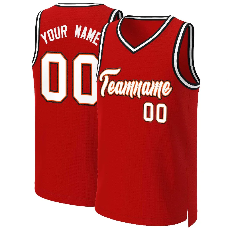 Personalized basketball jersey for kids-Custom Red White-Orange Classic Tops Basketball Jersey