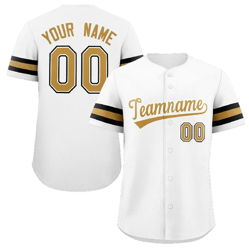 Personalized baseball jersey for team spirit-Custom White Gold-White Classic Style Authentic Baseball Jersey