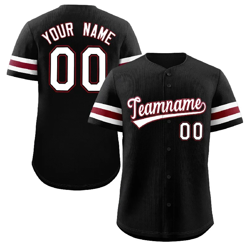 Custom baseball jersey for major league fan collections-Custom Black White-Red Classic Style Authentic Baseball Jersey