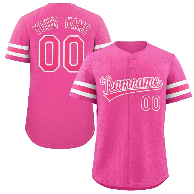 Custom baseball jersey for family team events-Custom Pink White Classic Style Authentic Baseball Jersey